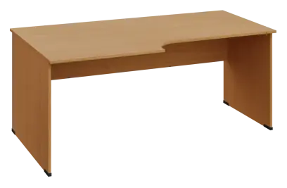 ERL 28 - 188 stůl kancelářský, rohový, levý, dřevěná podnož, deska 25 mm, široký 1800 mm, buk royal